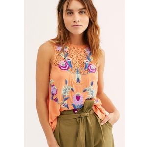 Free People Flower Power Embroidered tank